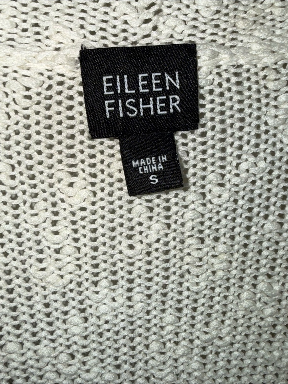 Eileen Fisher 100% Cotton Open Front Cardigan Sweater-Long Sleeve-Ivory-Small - Picture 5 of 9